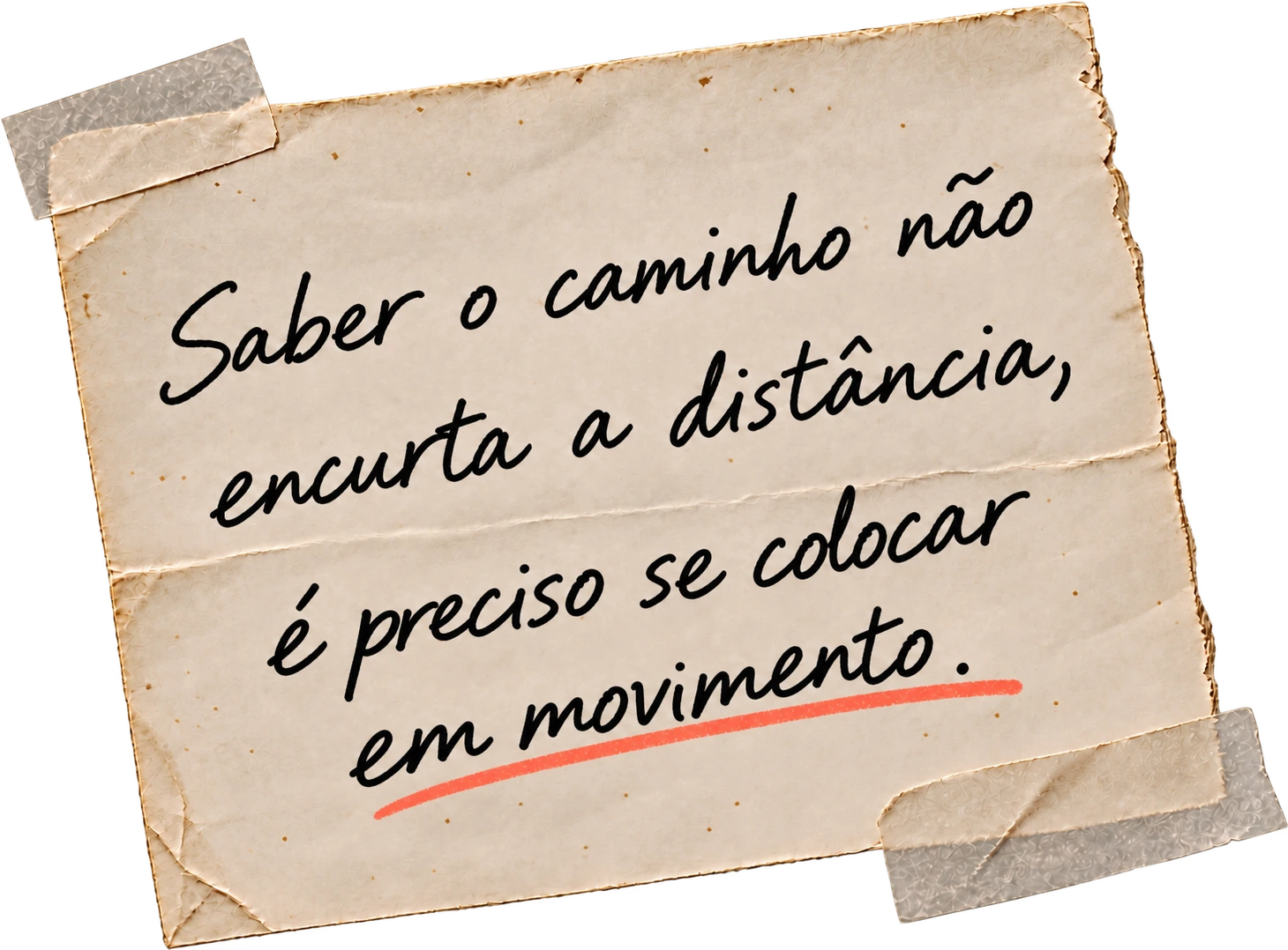 Saber o caminho não encurta a distância, é preciso se colocar em movimento.